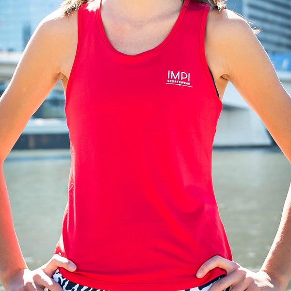 Girls Fitted Running Singlet Red IMPI Sportswear