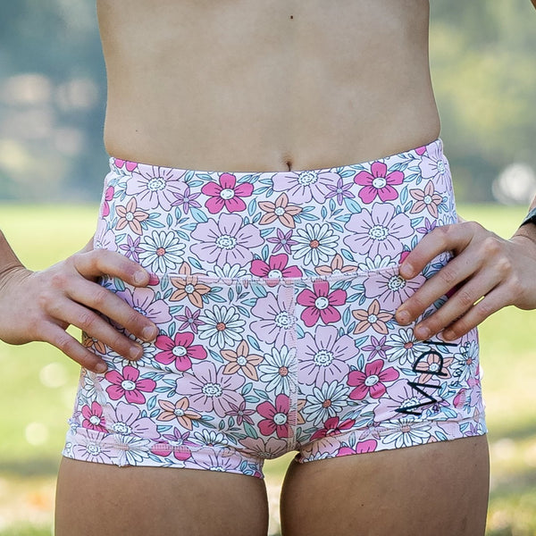 Girls Bike Shorts Running Shorts Pink Floral Burst Impi Sportswear