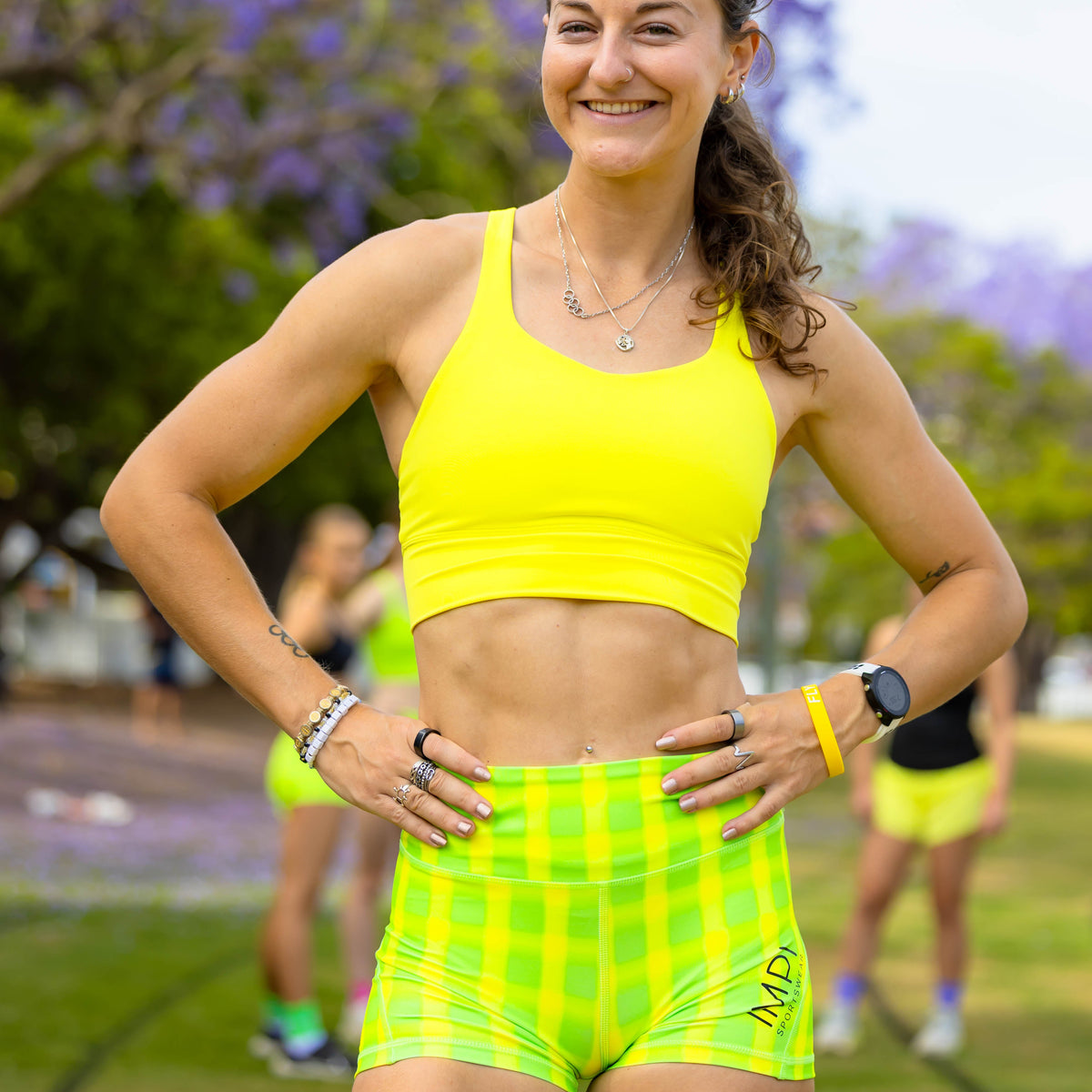 girls green bike shorts