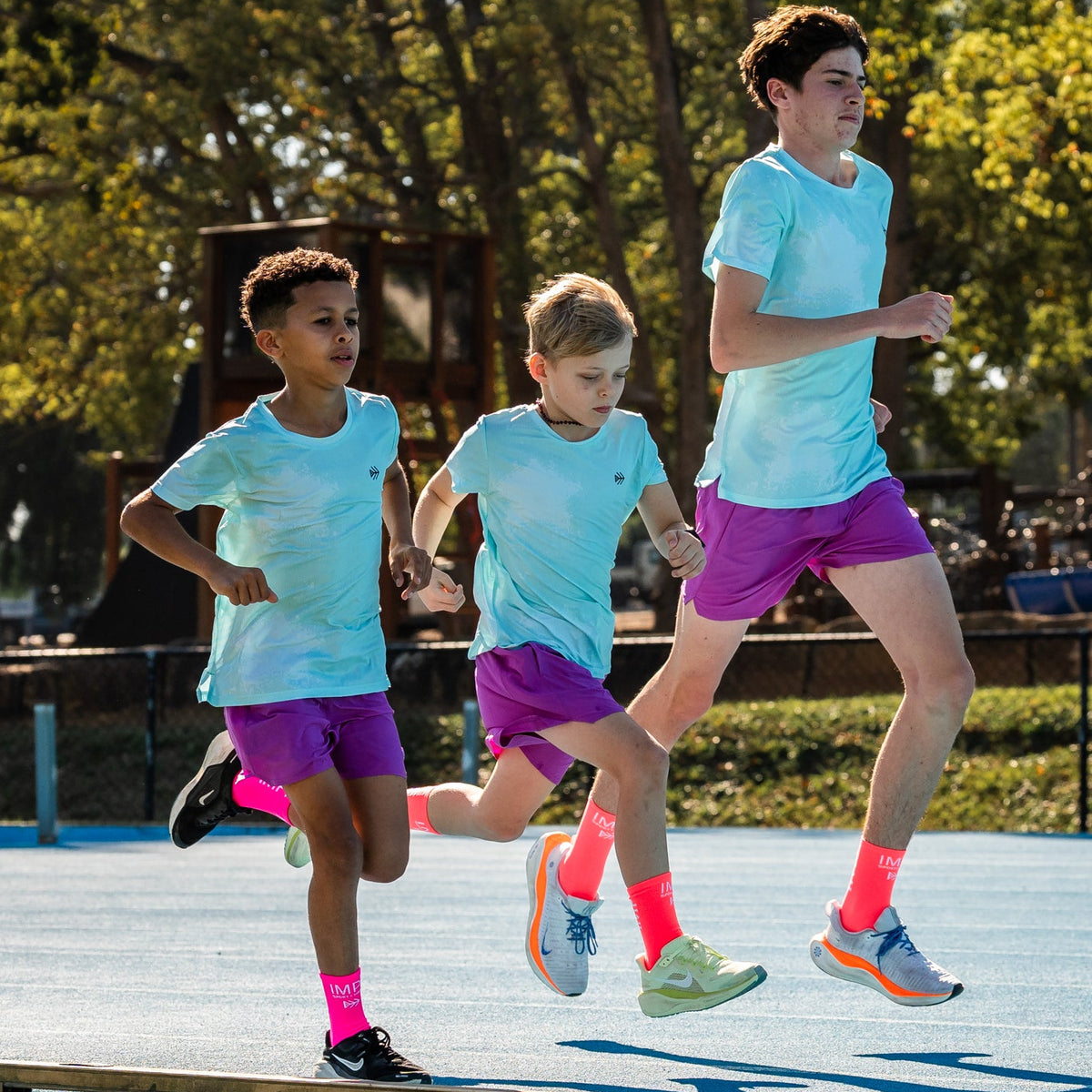 boys purple running shorts