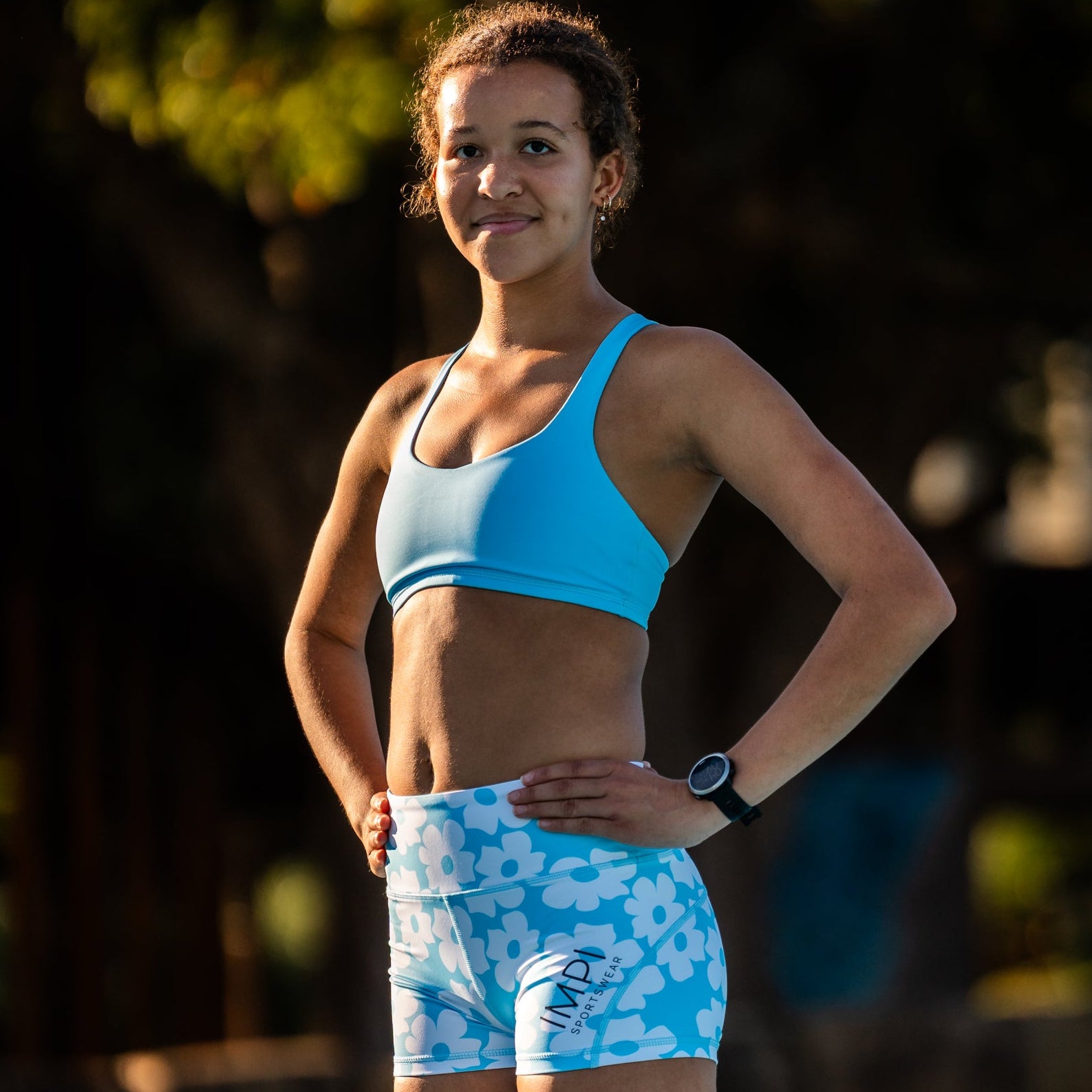 sky blue daisy bike shorts