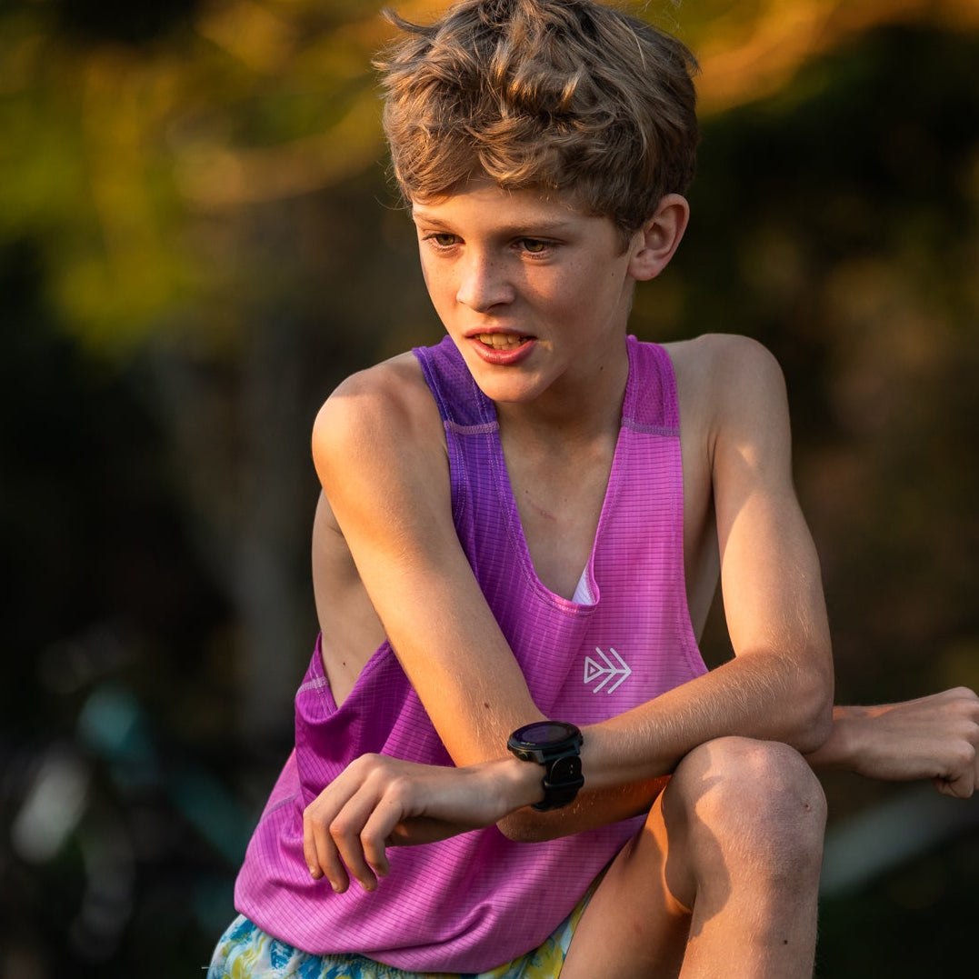 boys purple running singlet