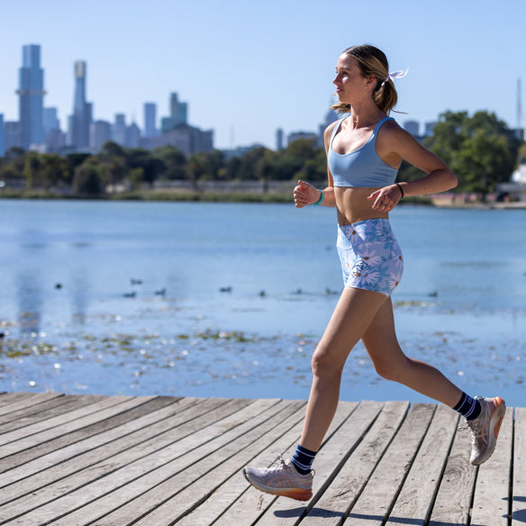 blue teen running shorts