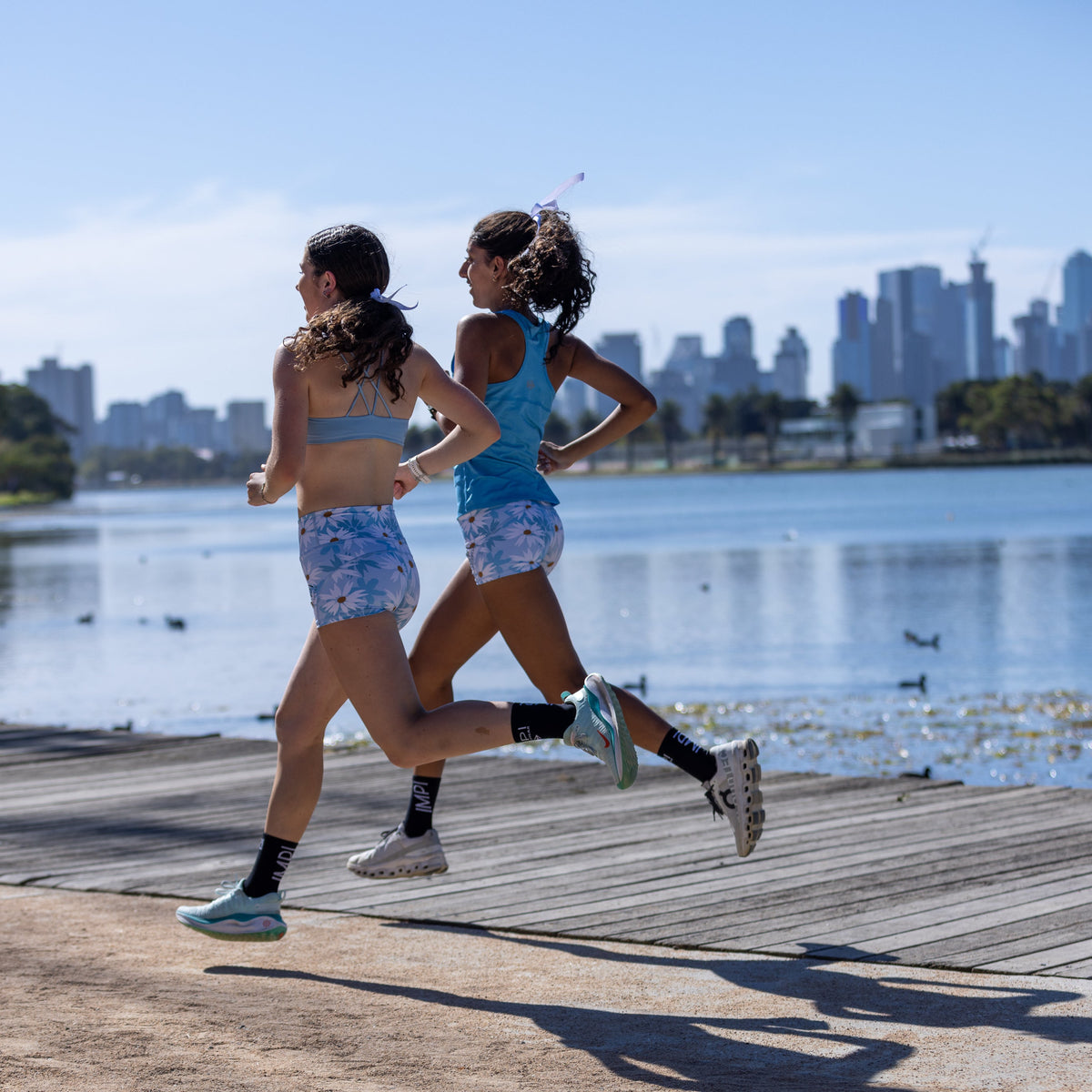 blue teen running shorts