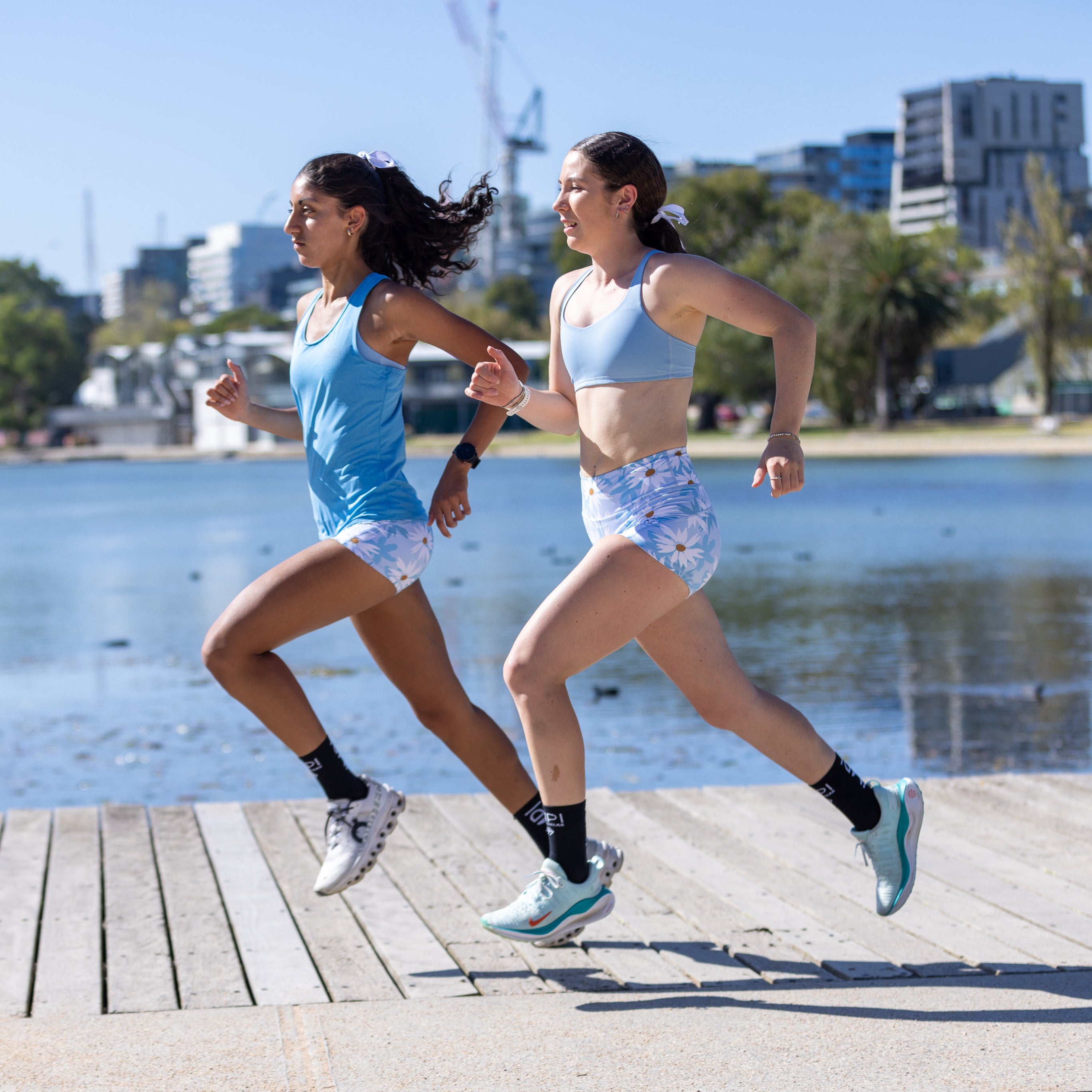 blue teen running shorts