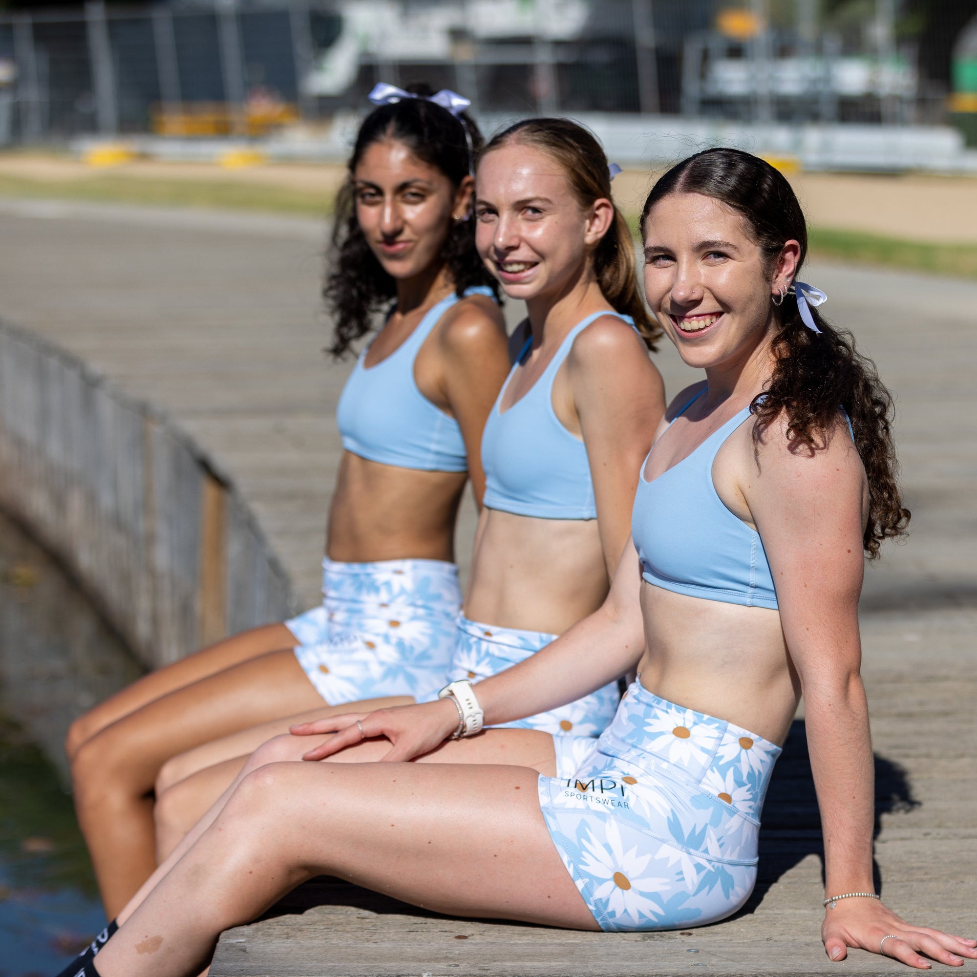 blue teen running crop