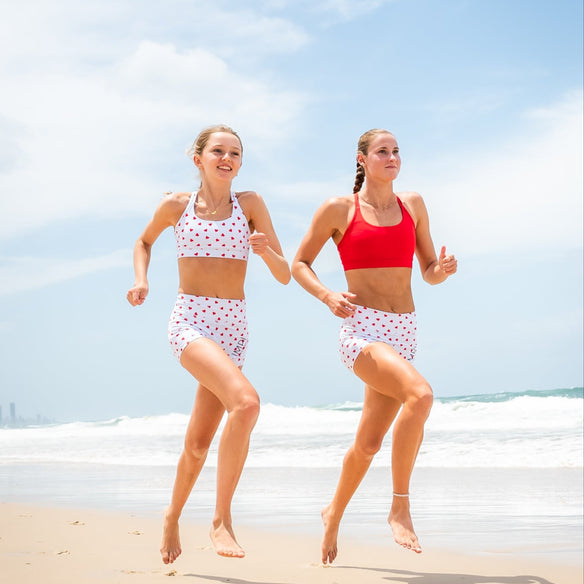 Teen girls heart running shorts