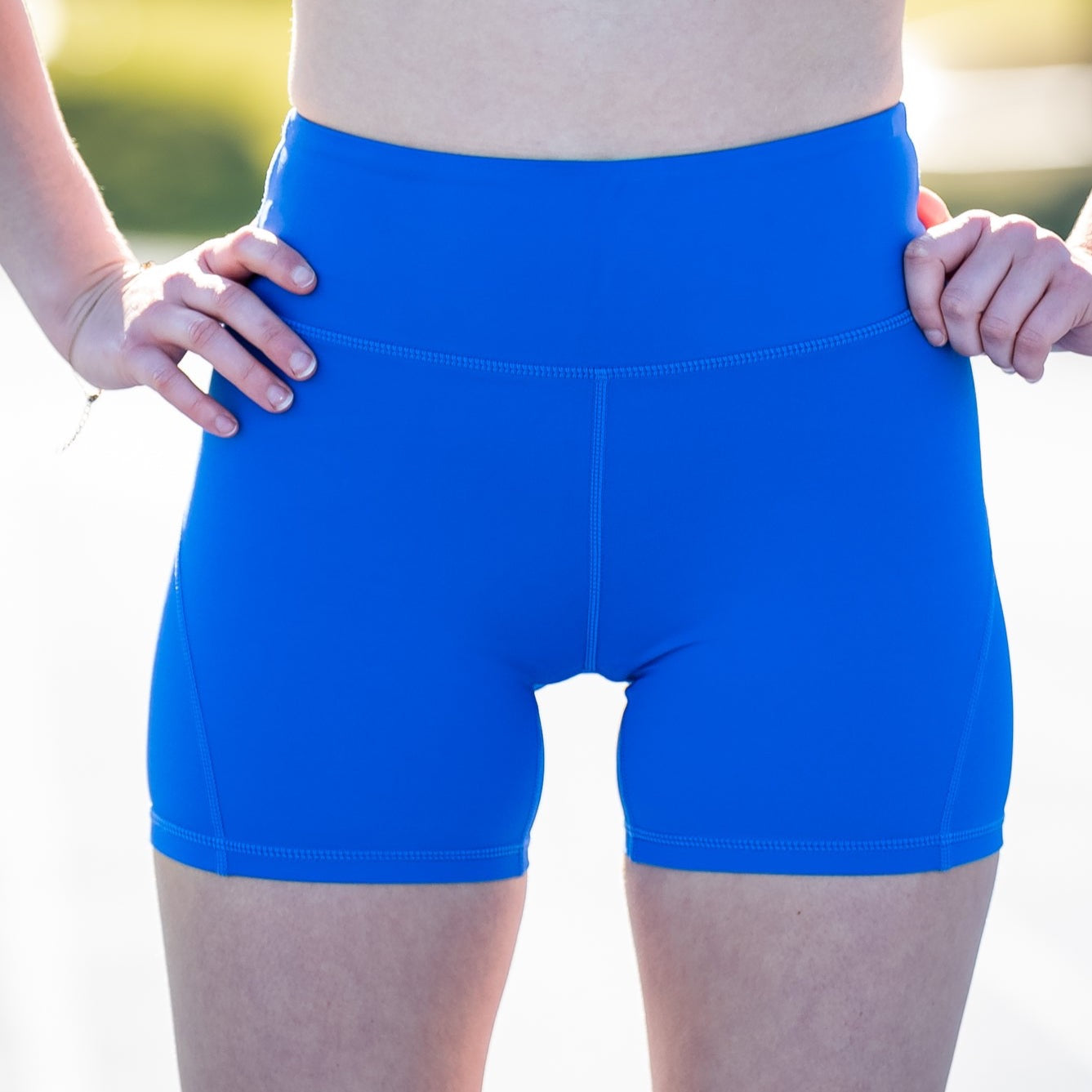 Girls Bike Pants High Waisted Bike Shorts 4” Cobalt Blue Impi