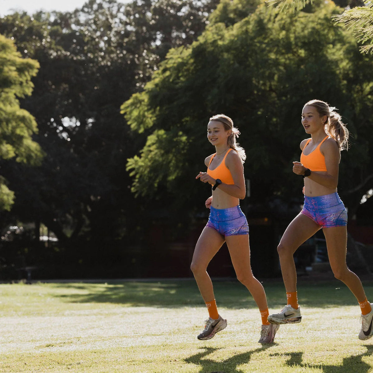 IMPI High Waist Running Short - Orange Montana Skies