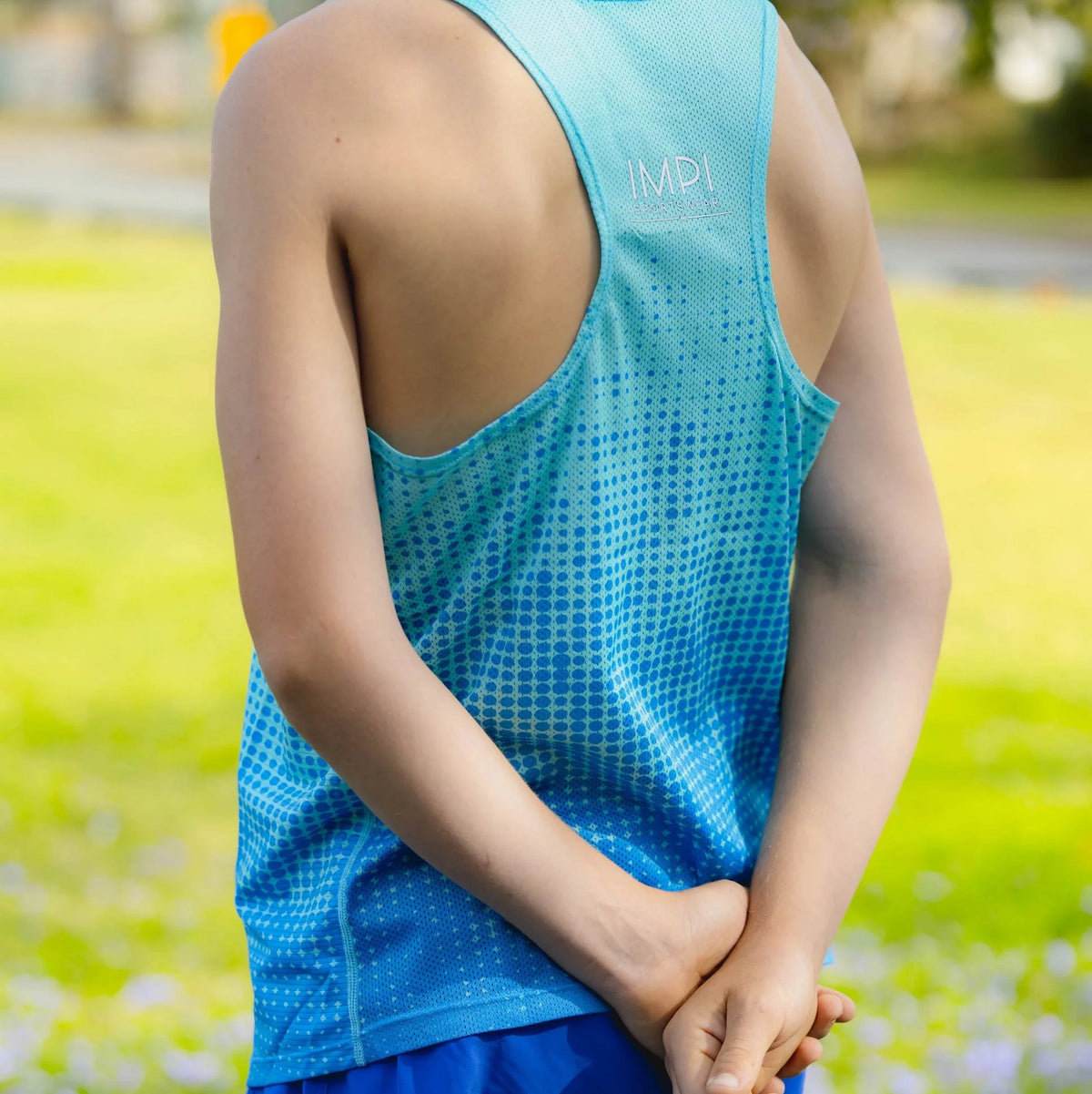 IMPI Boys Race Back Singlet - Aqua