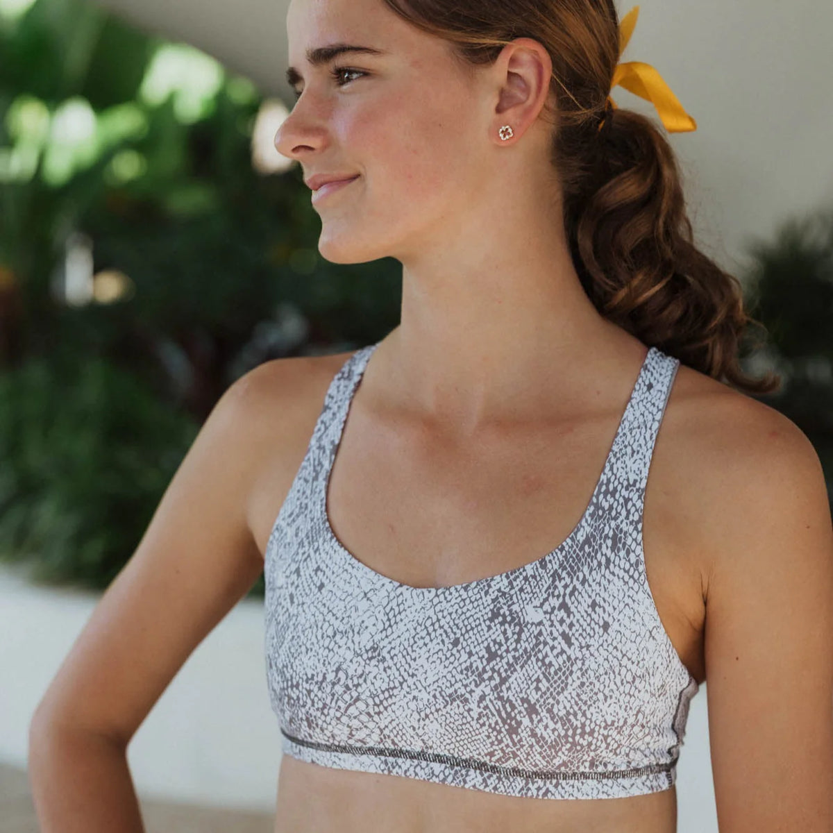 Snake Python Bra Top IMPI Strappy Running Bra Top - Steel Grey Snake - IMPI Sportswear