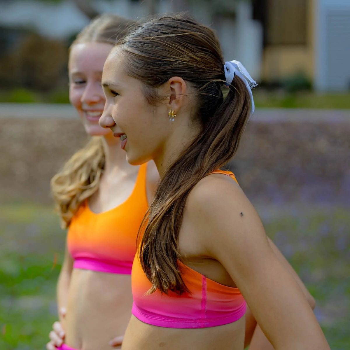 IMPI Strappy Girls Crop Top - Ombre Pink Orange