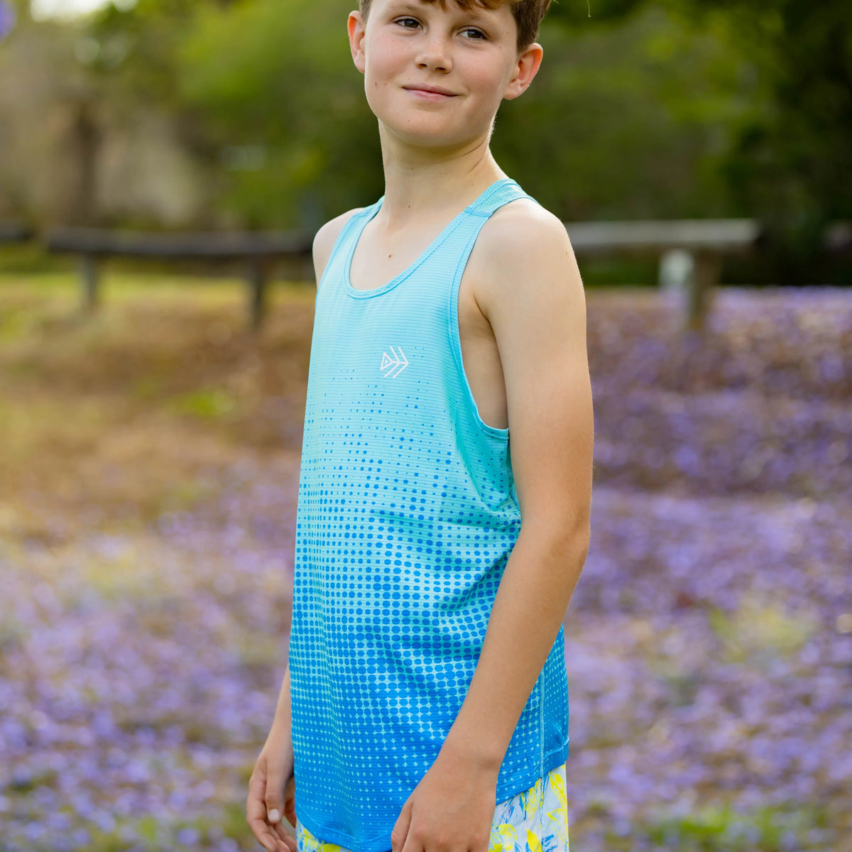 IMPI Boys Race Back Singlet - Aqua
