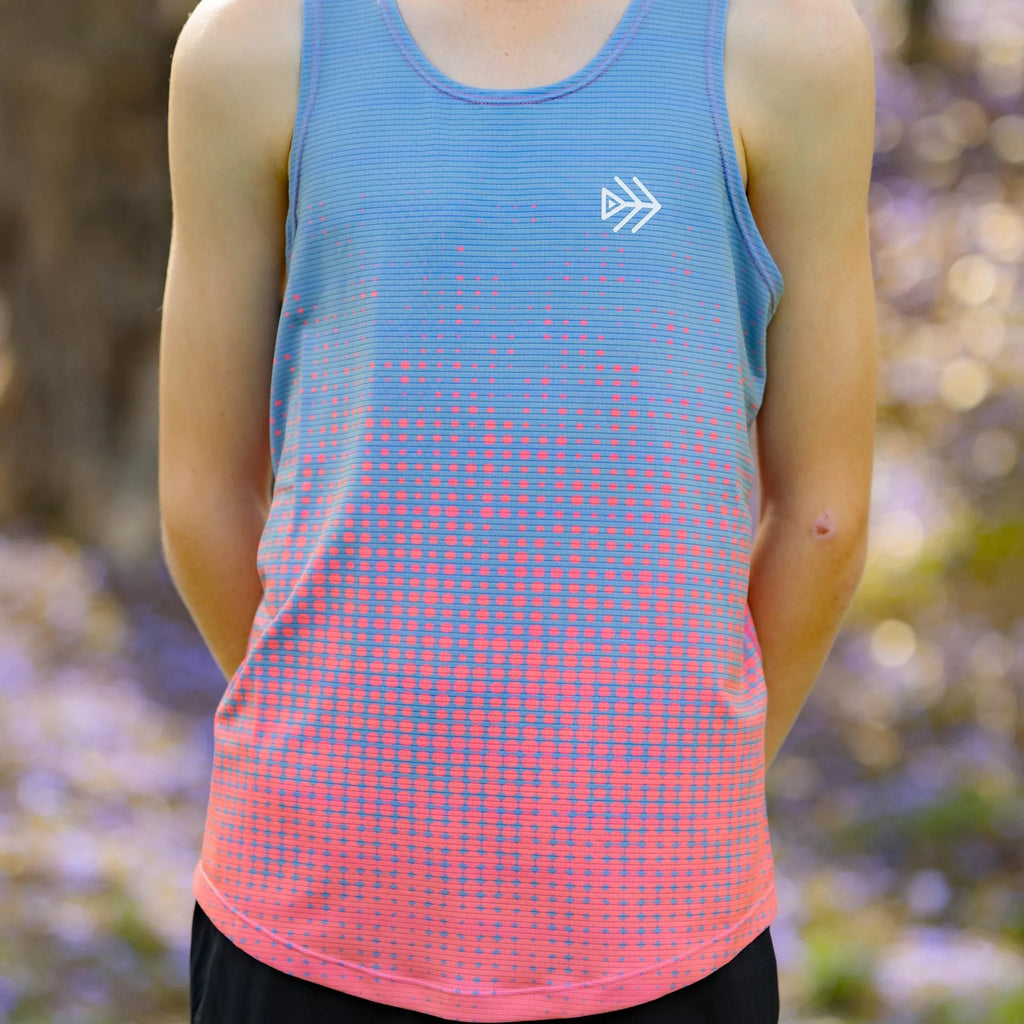 IMPI Boys Race Back Singlet -Grey/Neon Coral