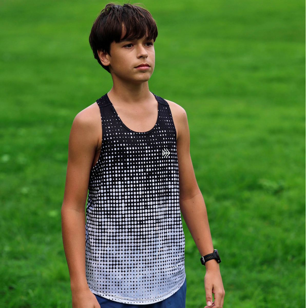 IMPI Boys Race Back Singlet - Black/White