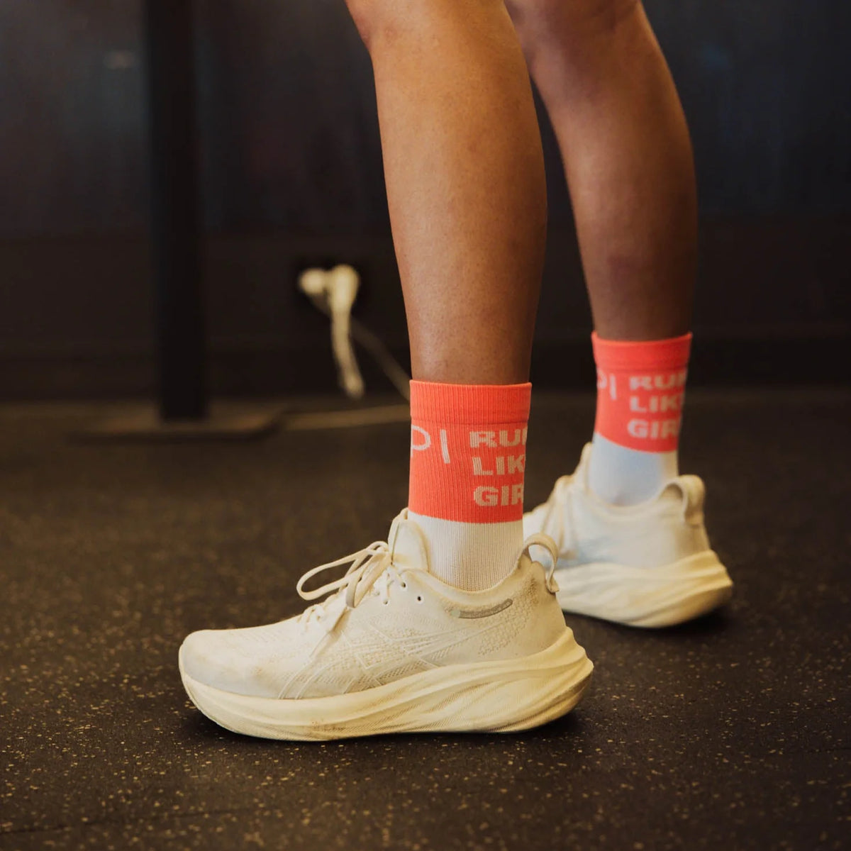 IMPI Longer Socks - Neon Coral Run Like A Girl