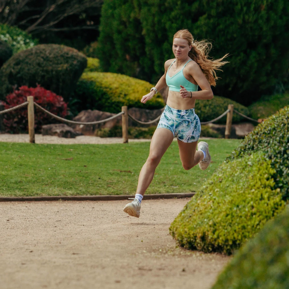 IMPI High Waist Longer Leg Bike Shorts- Minty Jungle