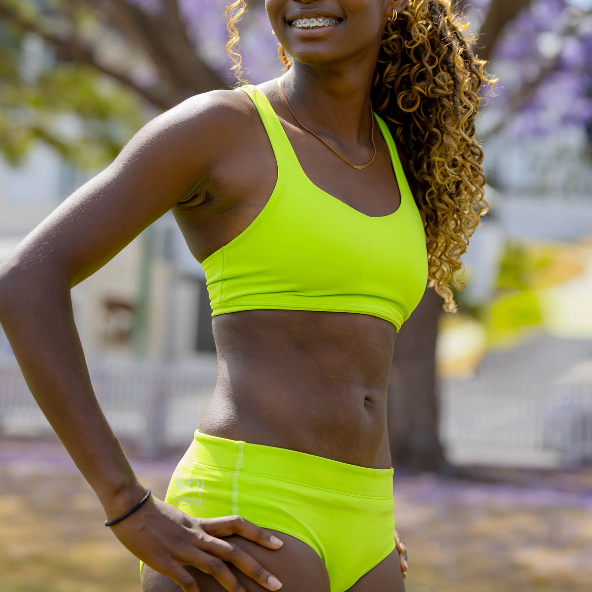 girls green racing briefs 