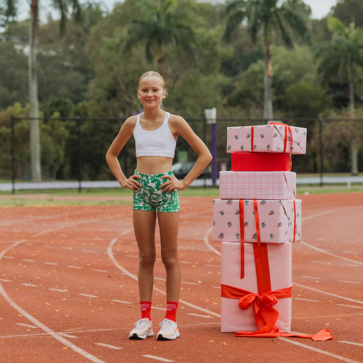 IMPI High Waist Running Short - Green Floral