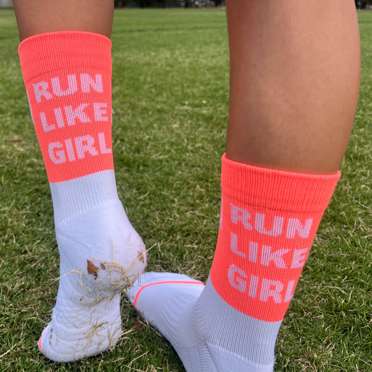girls coral running socks