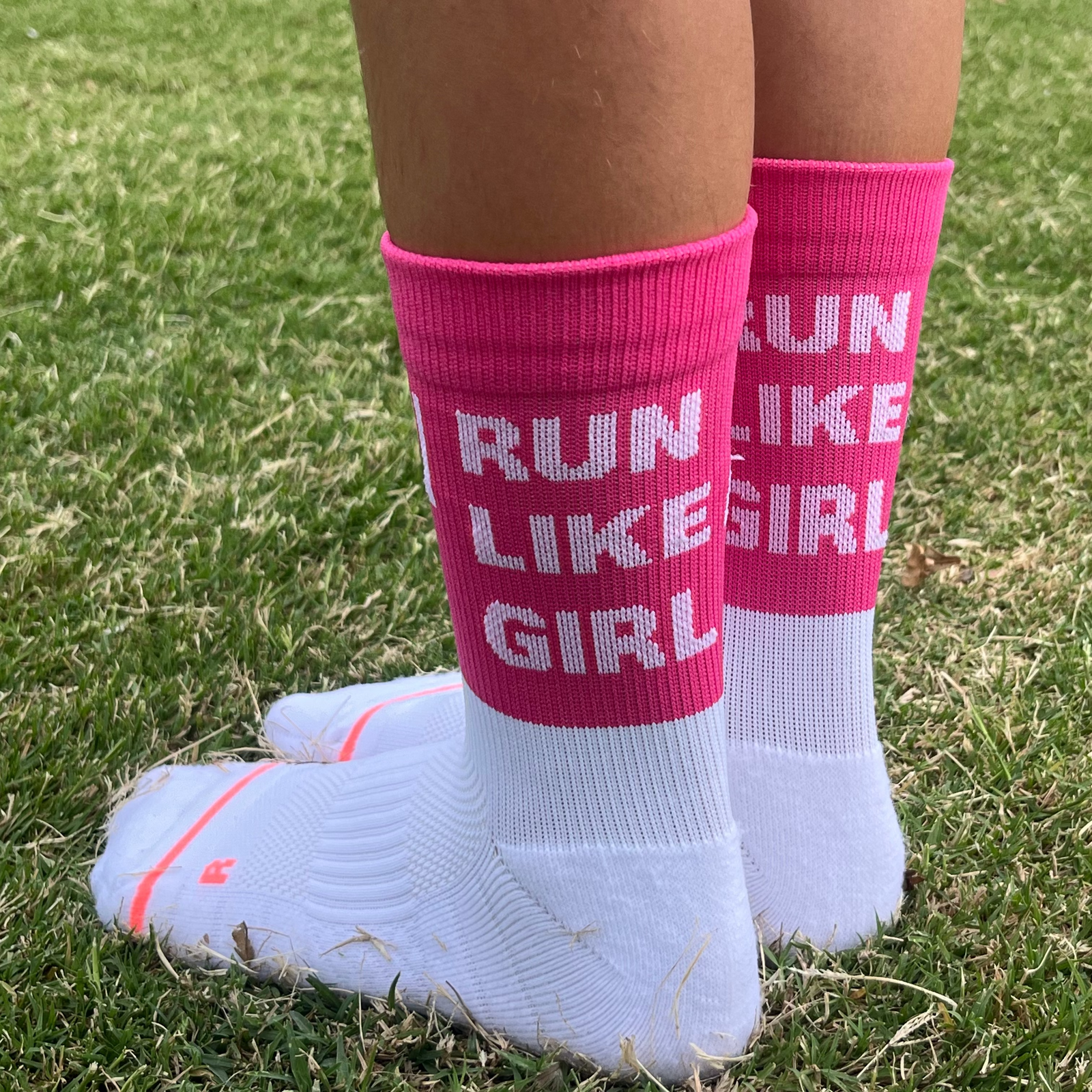 girls pink running socks