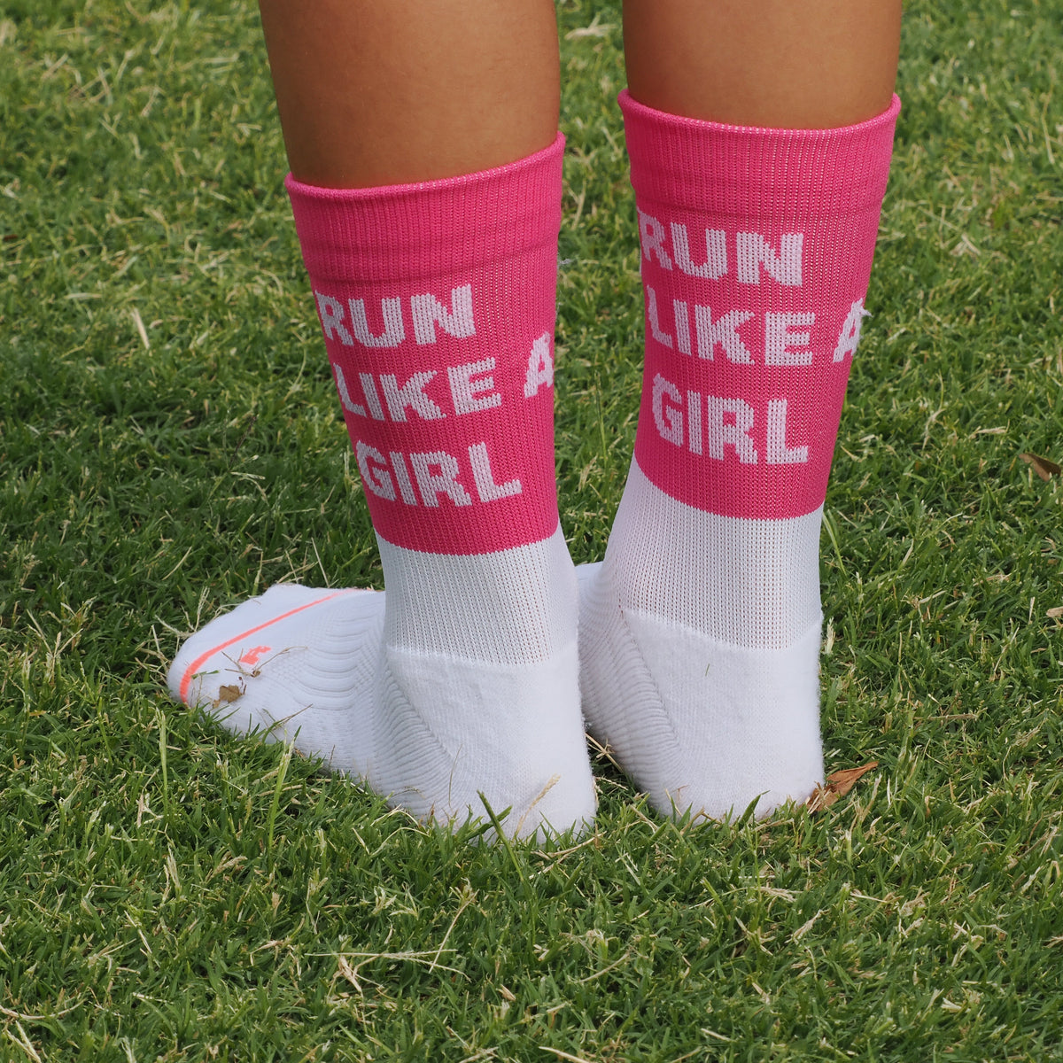 girls pink running socks