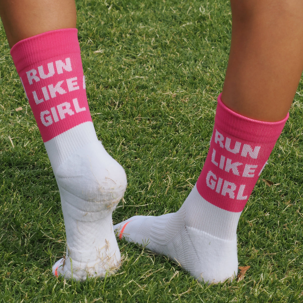 girls pink running socks
