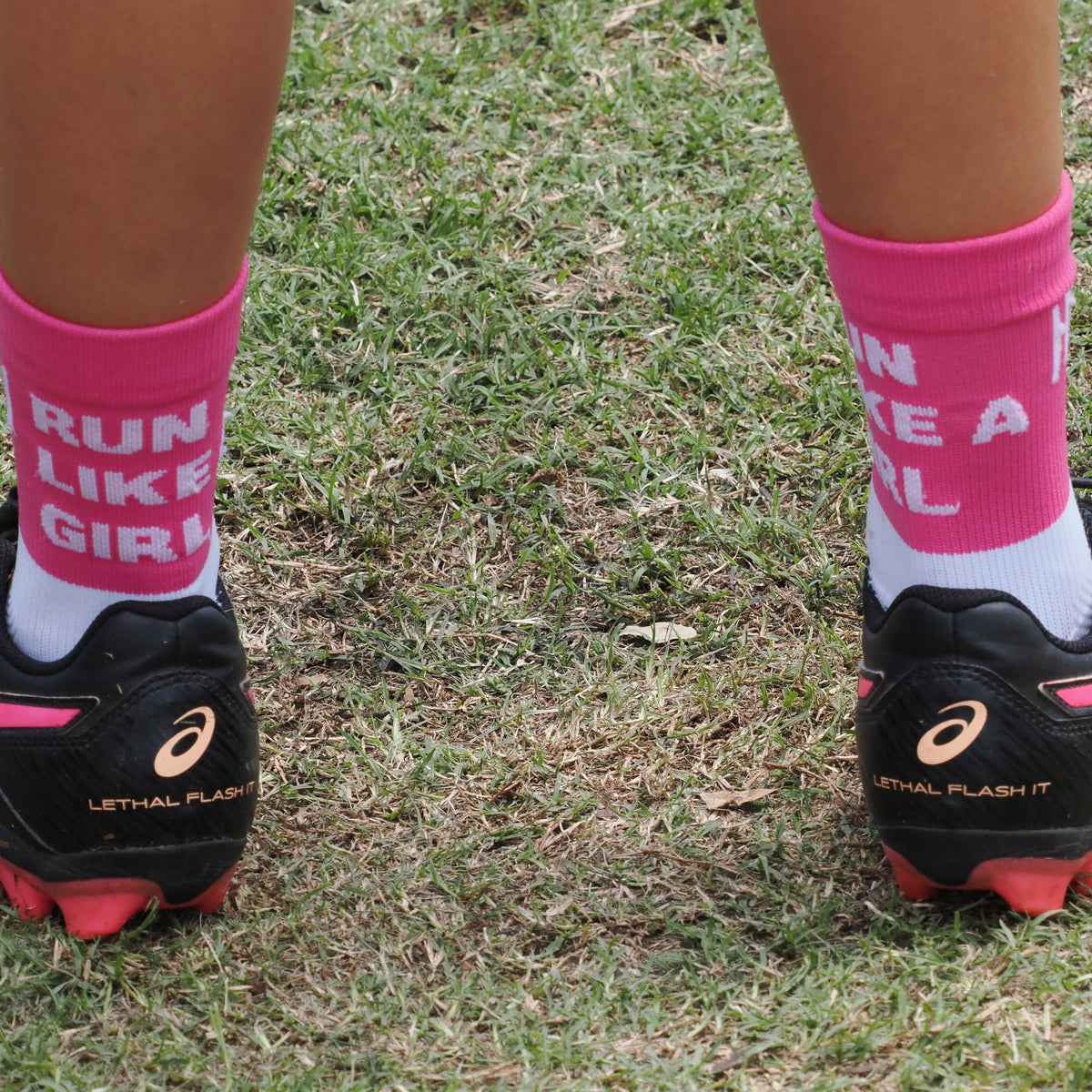 girls pink running socks