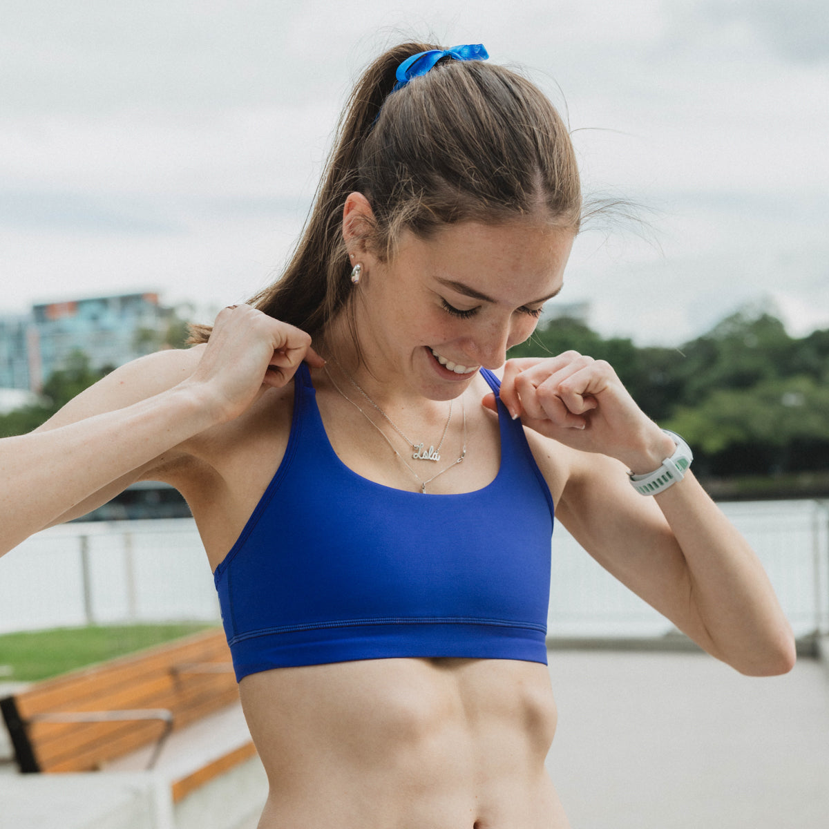blue crop top