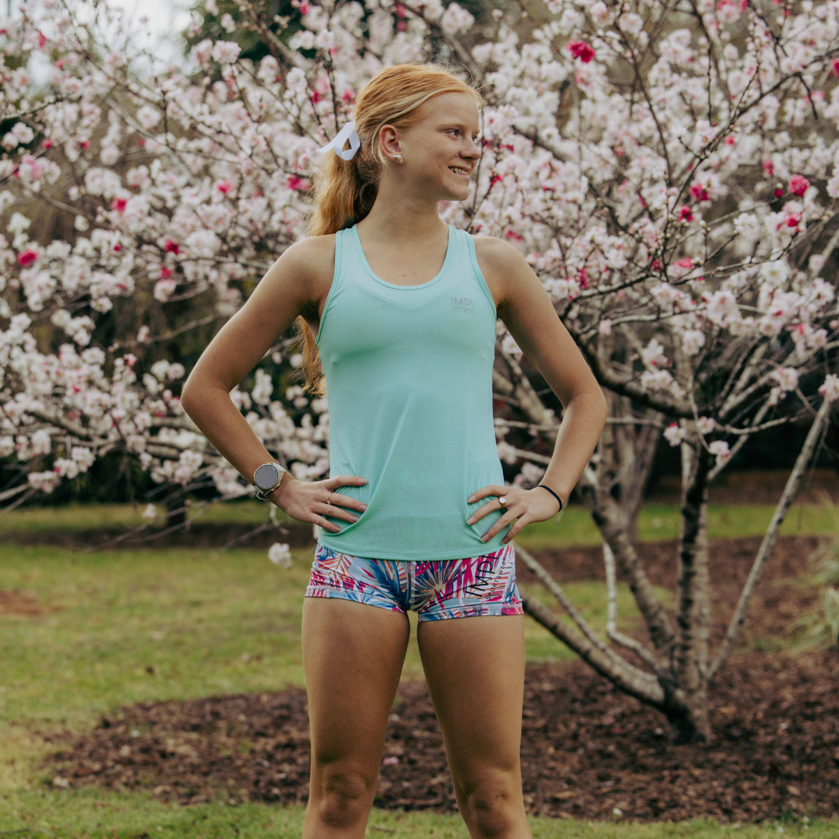 IMPI High Waisted Running Short - Coral Jungle