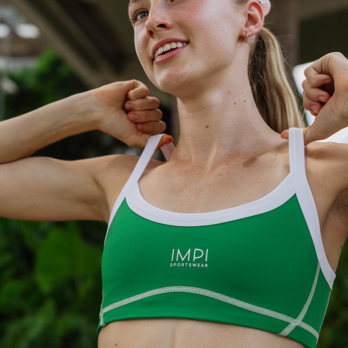 green sports bra