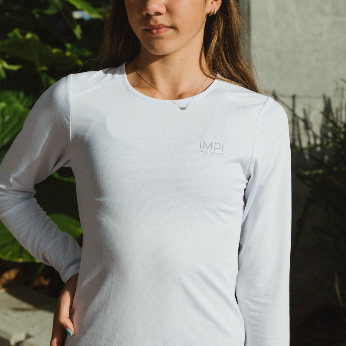 long sleeve white running top
