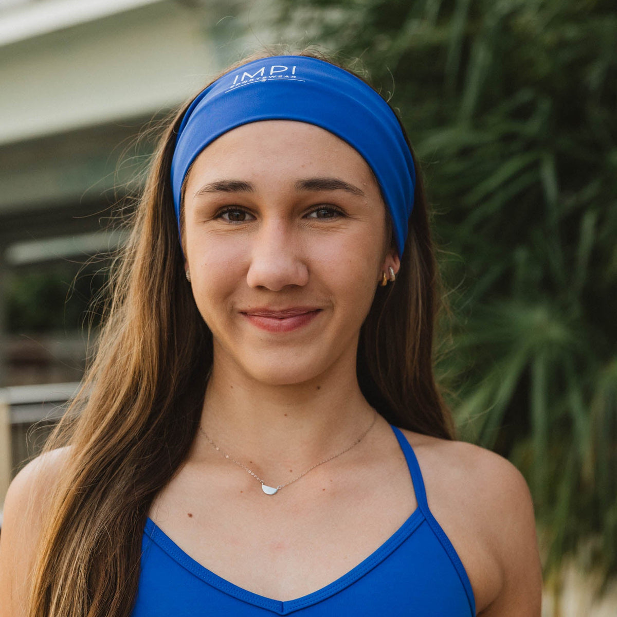 blue running headband