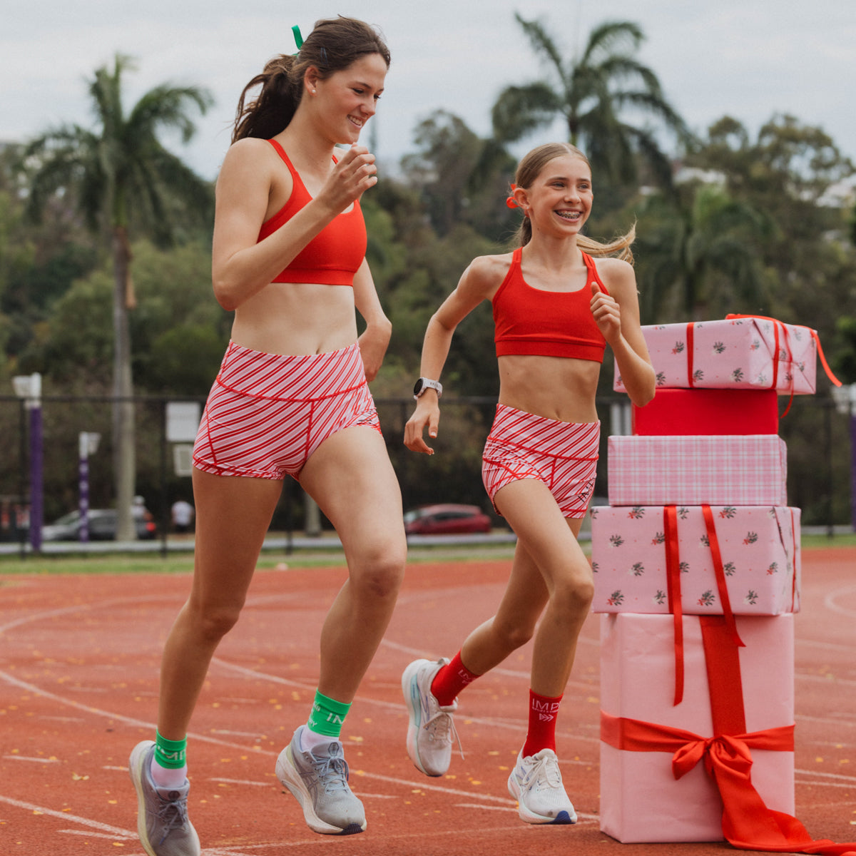 girls red sports bra