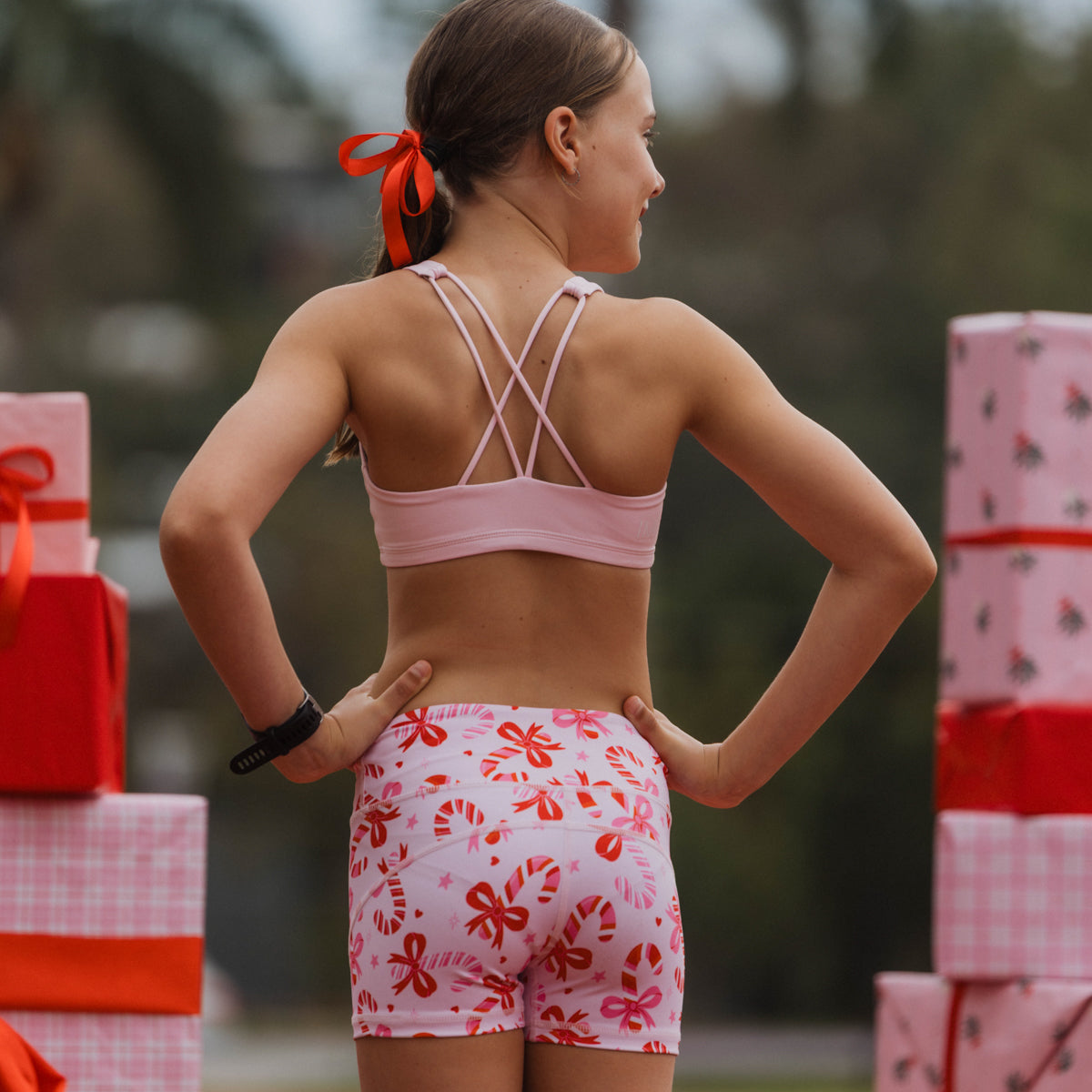 girls pink bike shorts