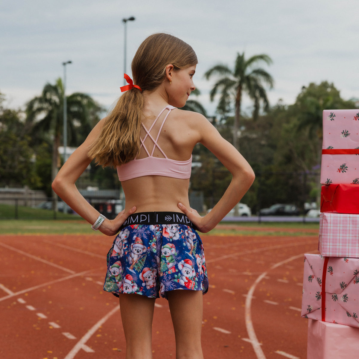 girls christmas running shorts