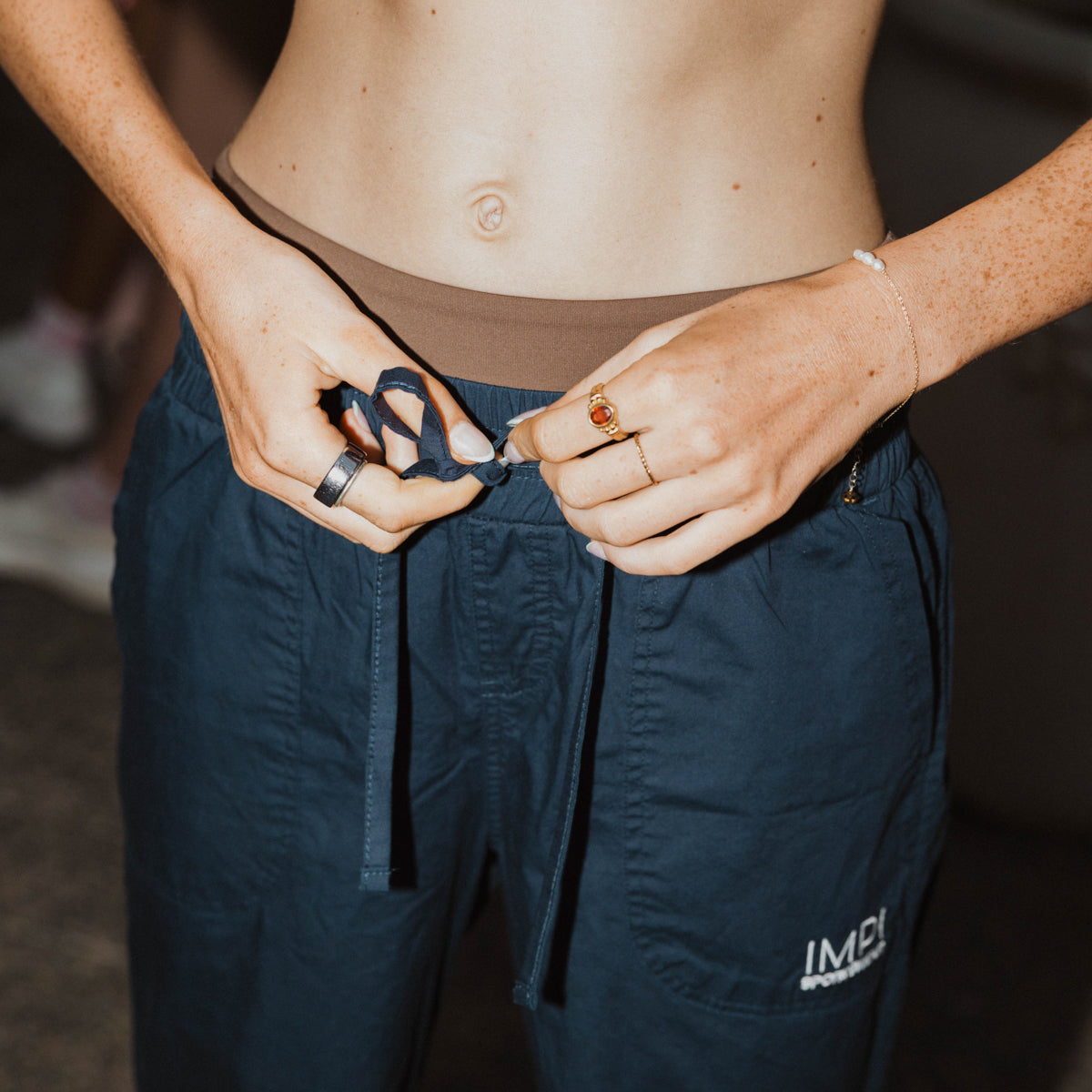 navy track pants