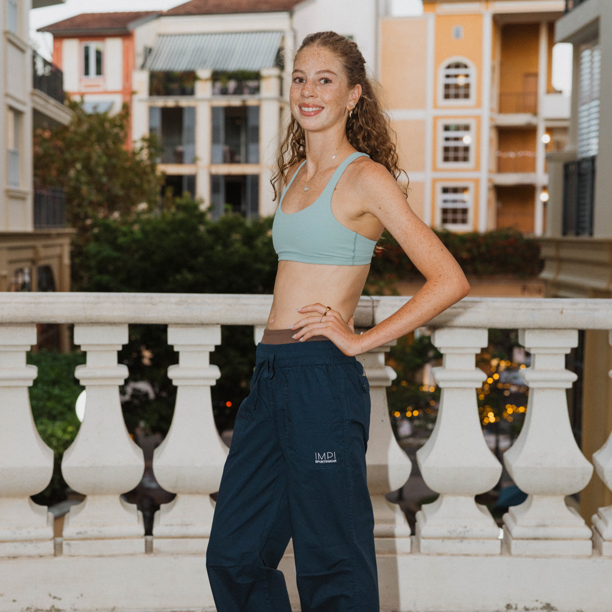 navy track pants