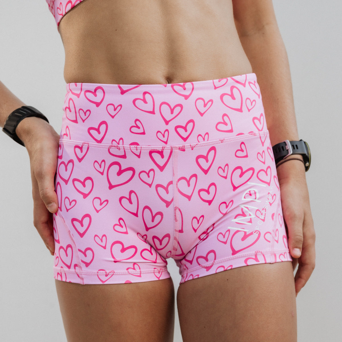 pink hearts bike shorts