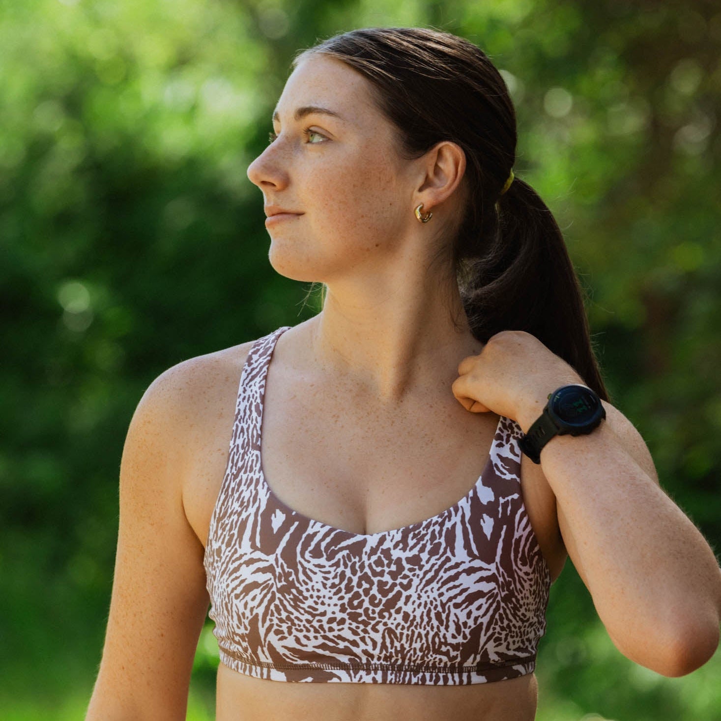 brown animal print sports bra