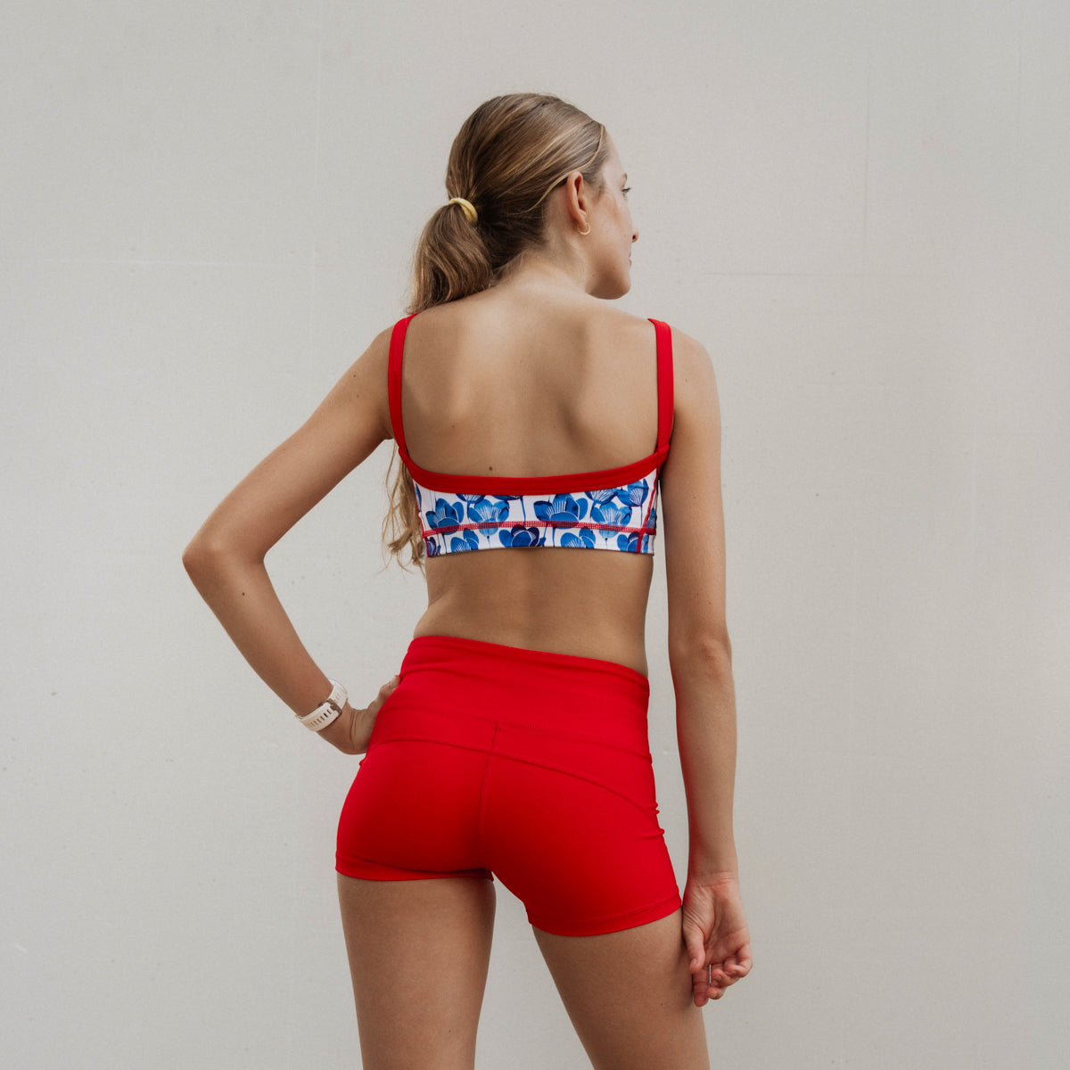 blue and red sports bra