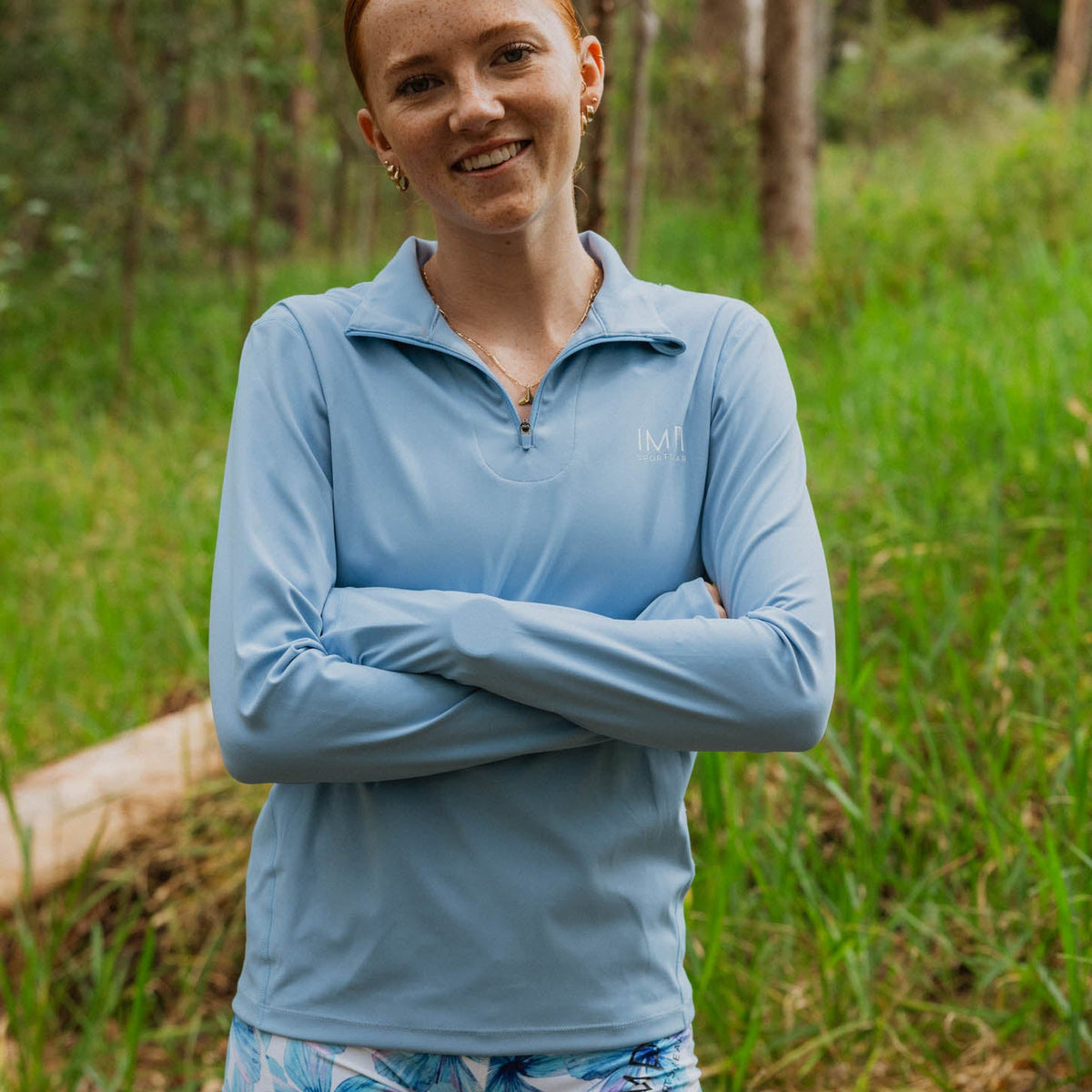 blue long sleeve running top