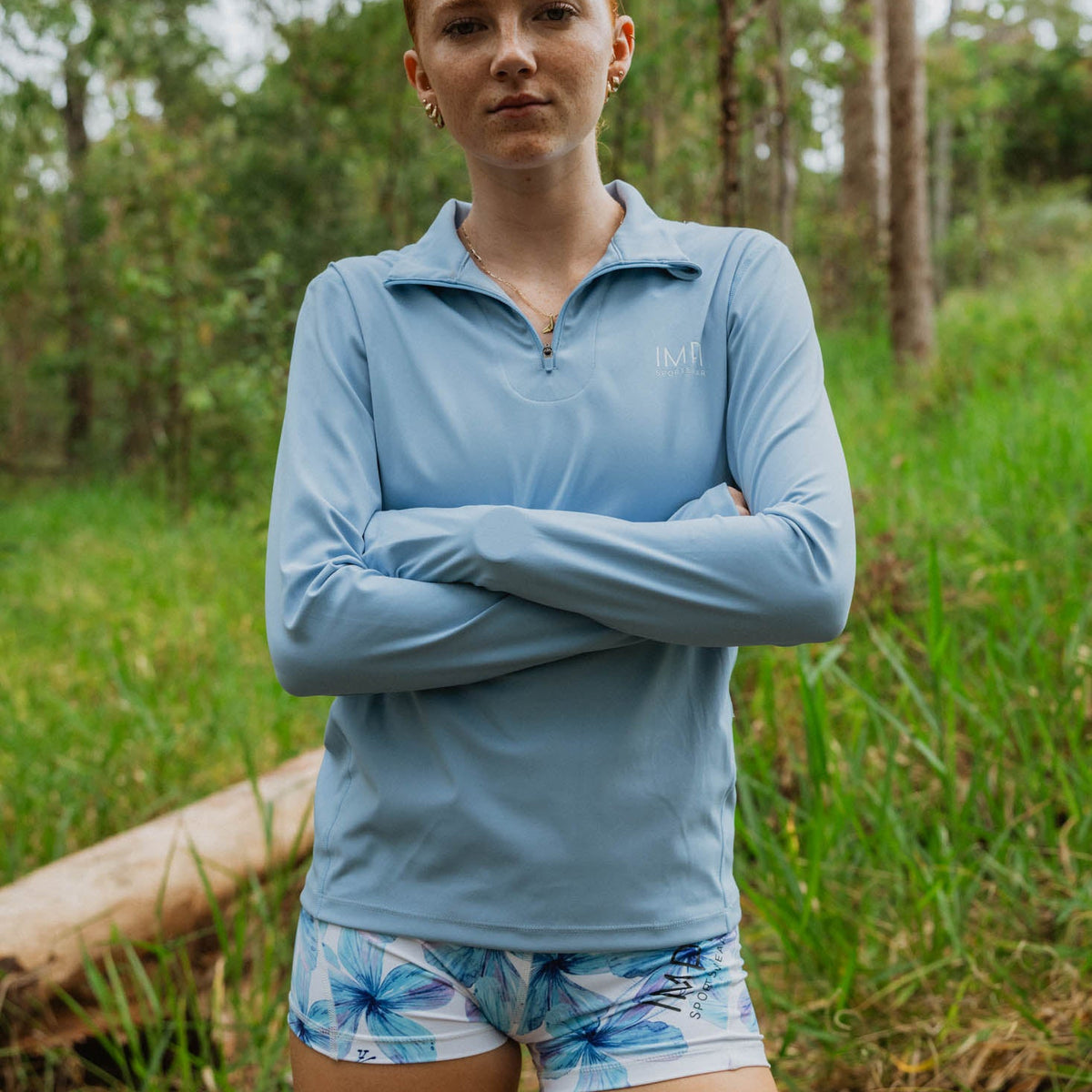 blue long sleeve running top
