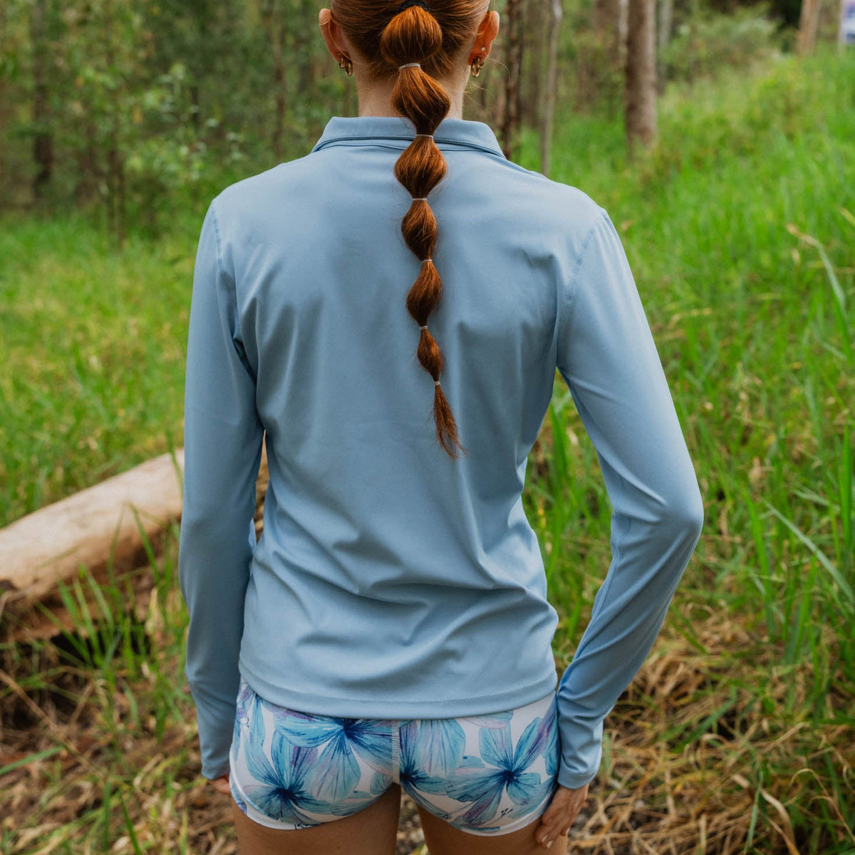 blue long sleeve running top