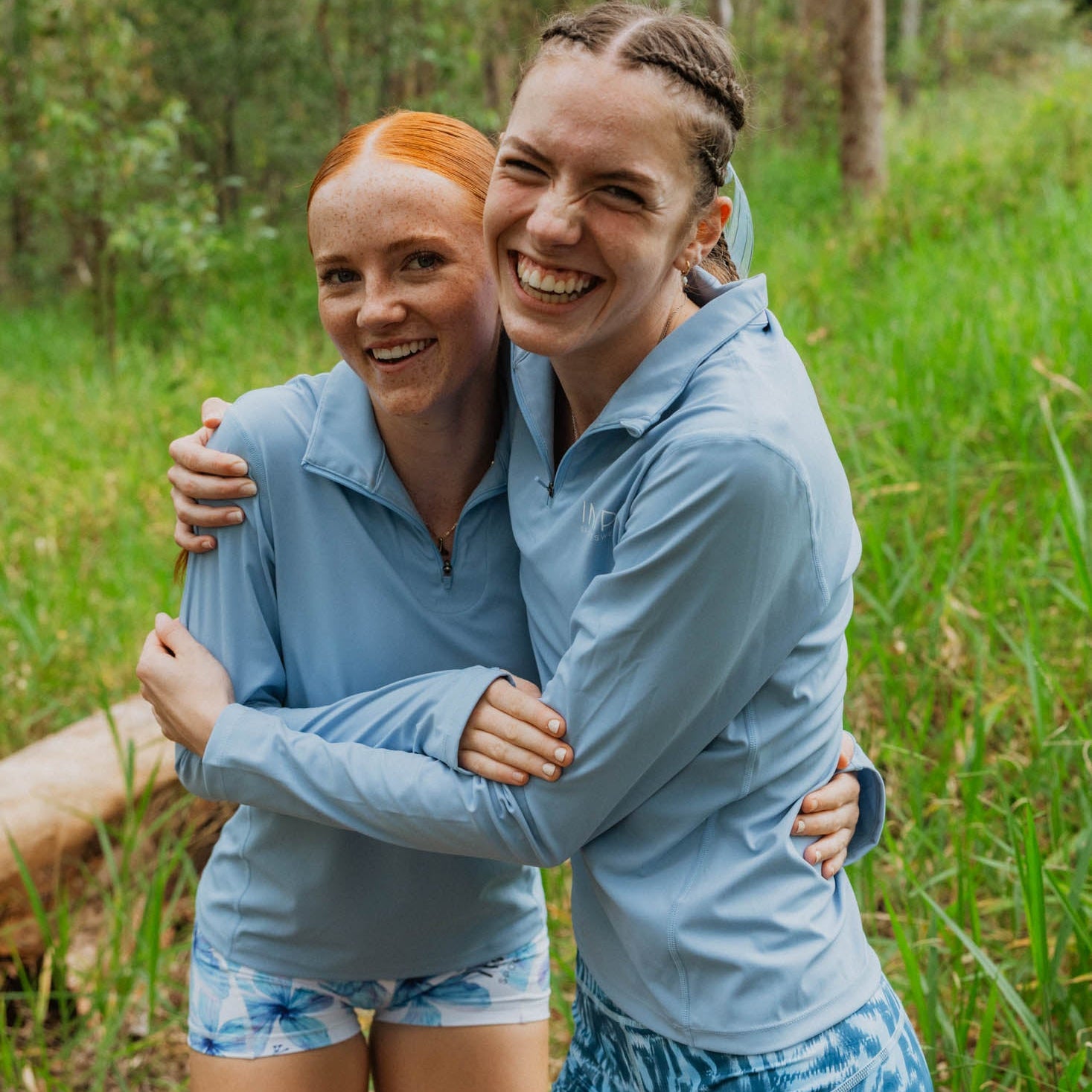blue long sleeve running top