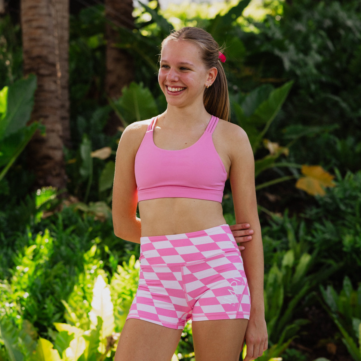 girls pink bike shorts