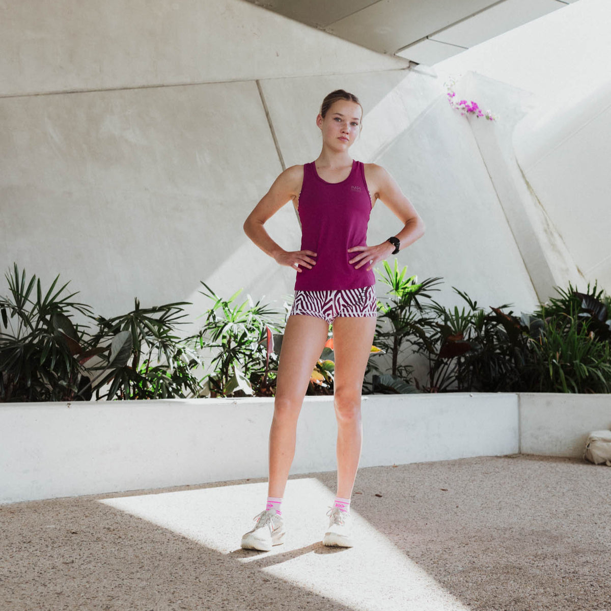 berry zebra running shorts