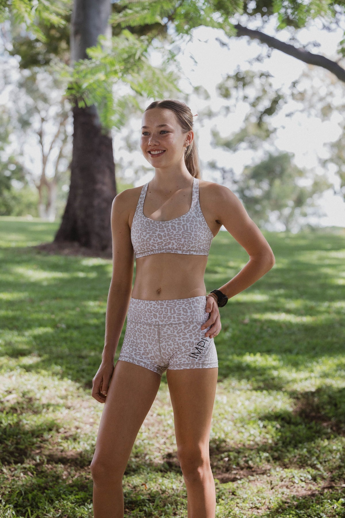 IMPI High Waisted Running Short - Stone Leopard
