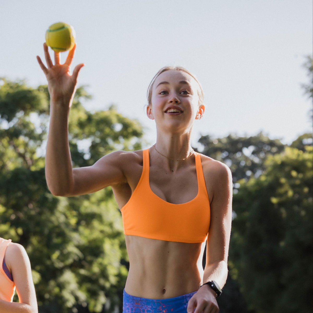Girls orange running crop top
