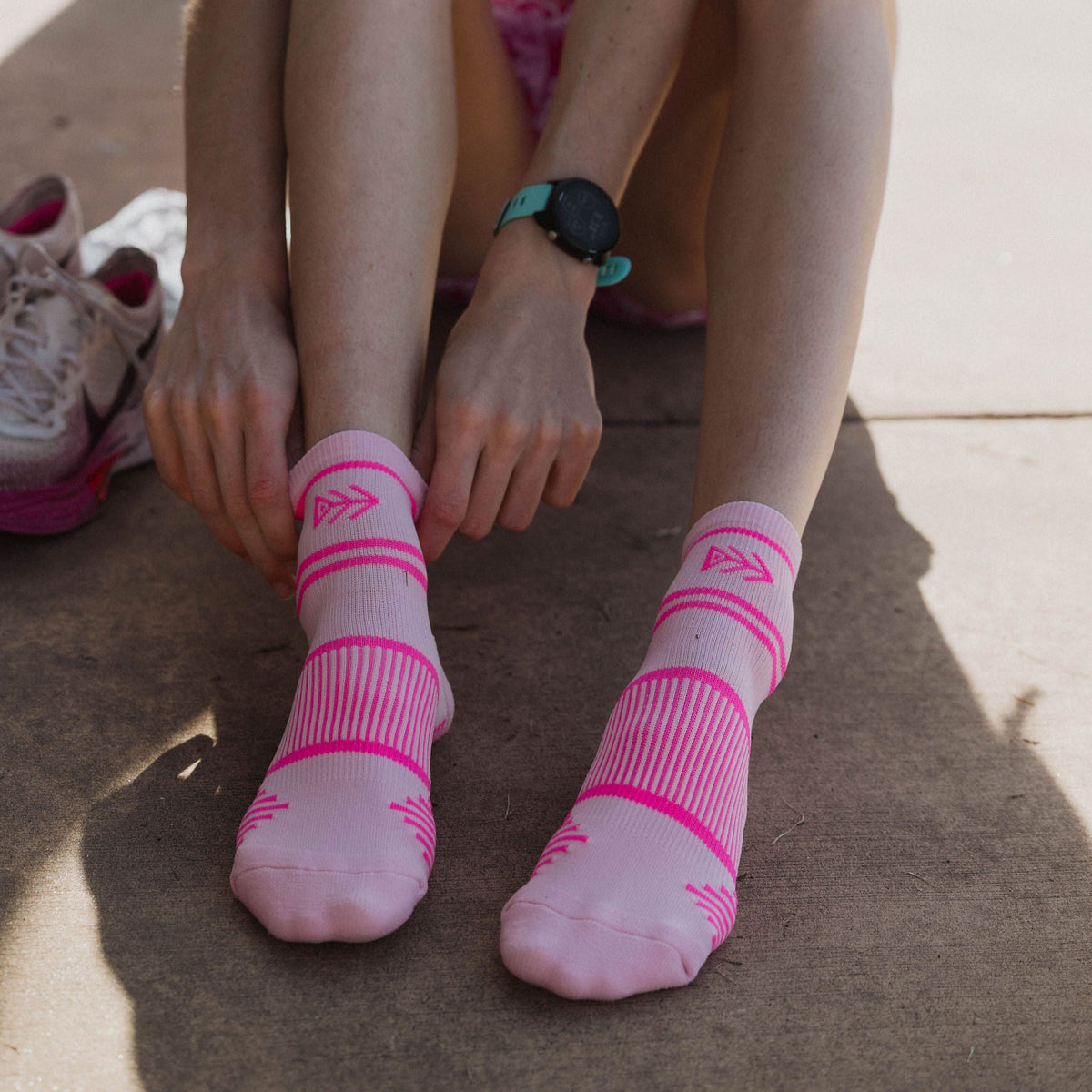 pink running socks